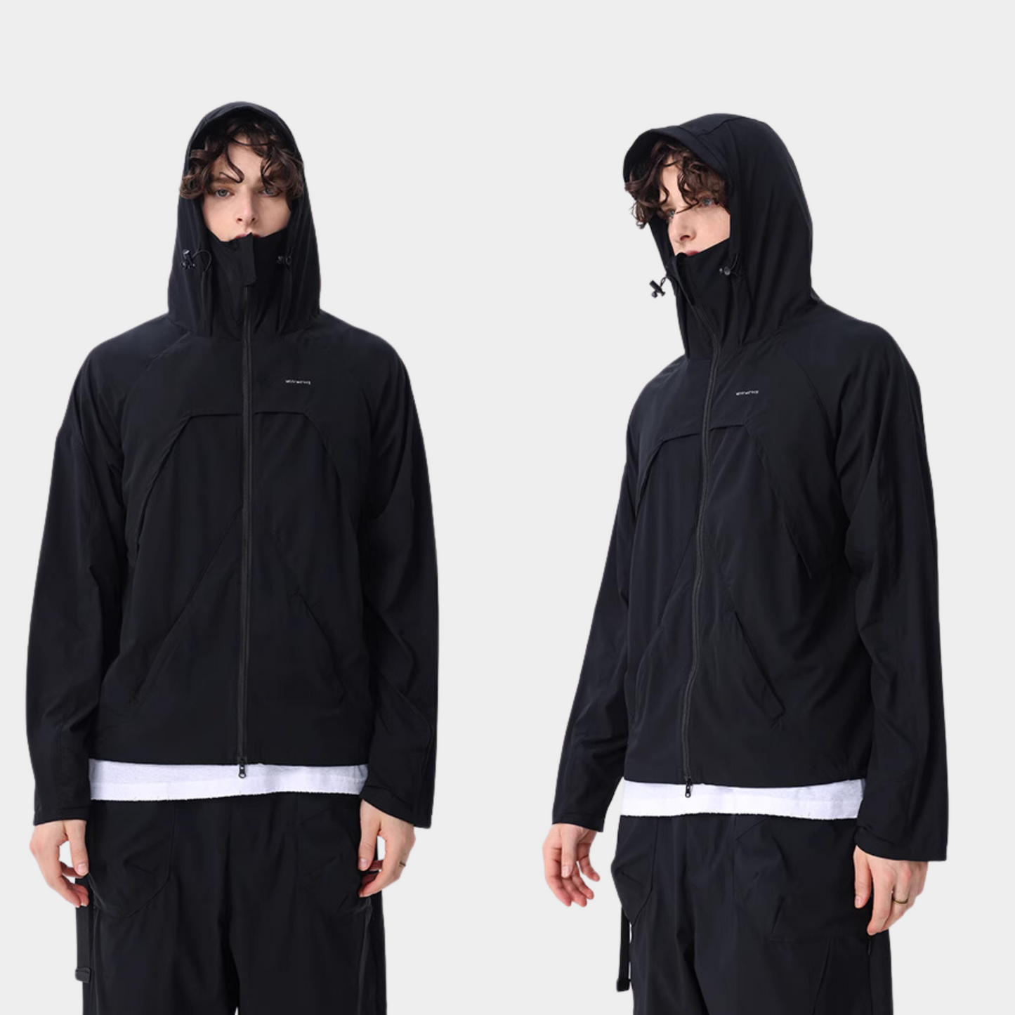 Lightweight Water Repellent Hooded Outdoor Softshell Jacket | Black