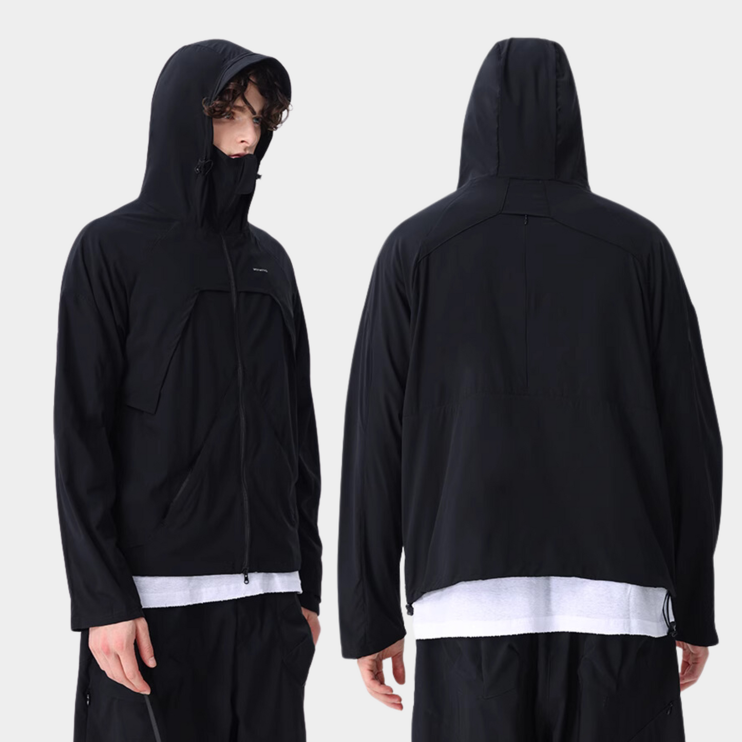 Lightweight Water Repellent Hooded Outdoor Softshell Jacket | Black