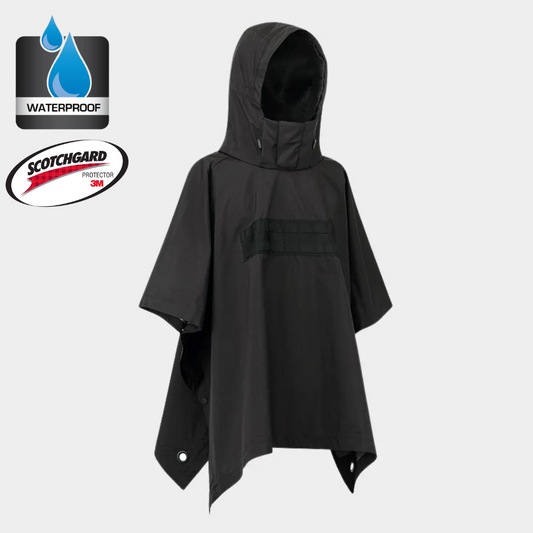 Hooded Waterproof Rain Black Poncho / Shawl
