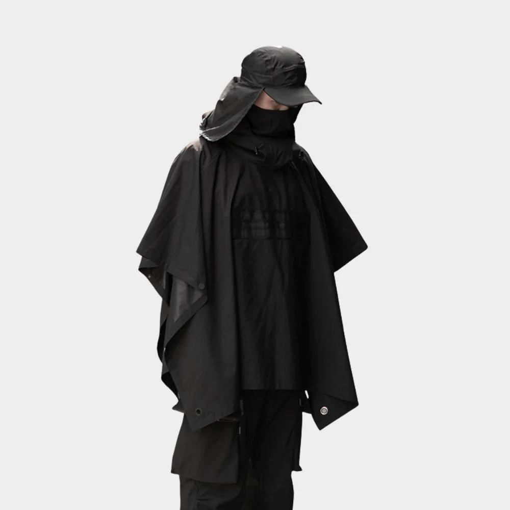 Hooded Waterproof Rain Black Poncho / Shawl