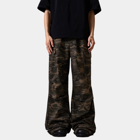 Wide-Leg Camo Overalls Streetwear Pants