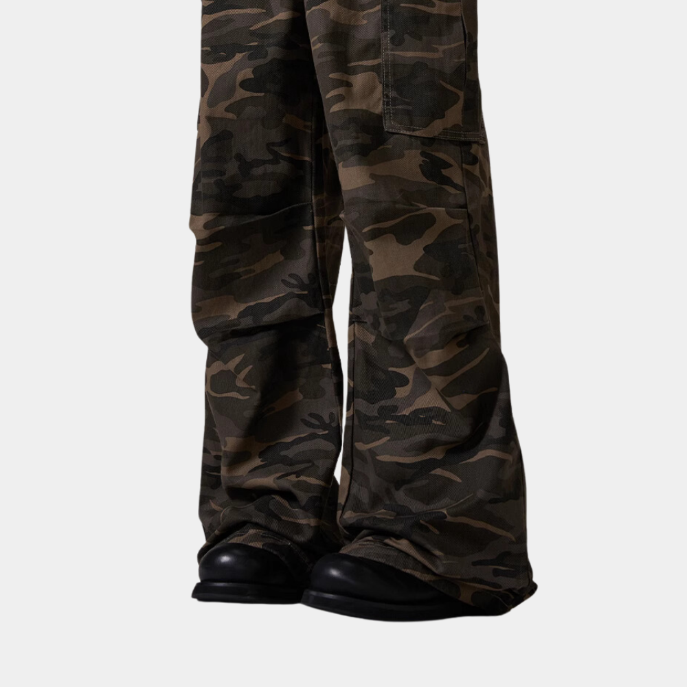 Wide-Leg Camo Overalls Streetwear Pants