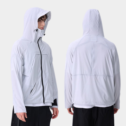 Lightweight Water Repellent Hooded Outdoor Softshell Jacket | White