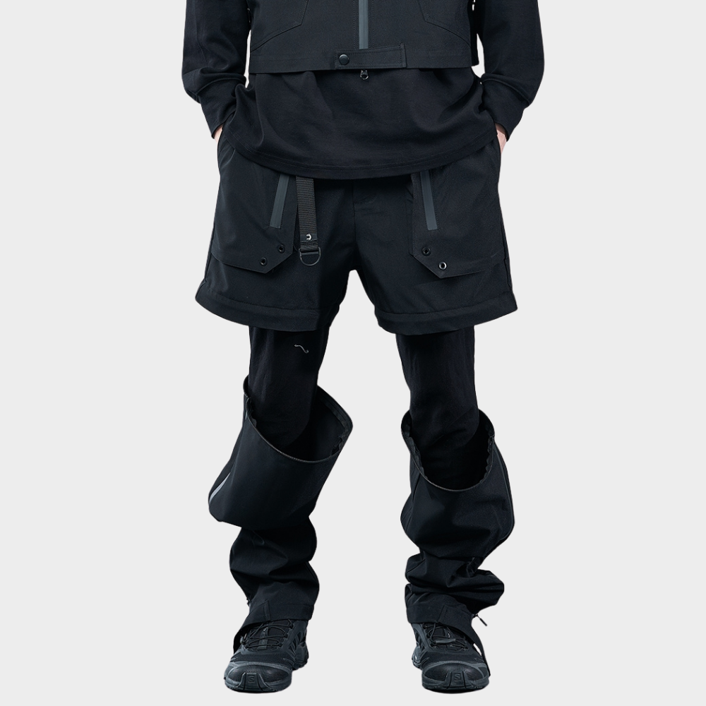 Wandelbare 2-in-1-Cargo-Techwear-Hose mit Reißverschluss