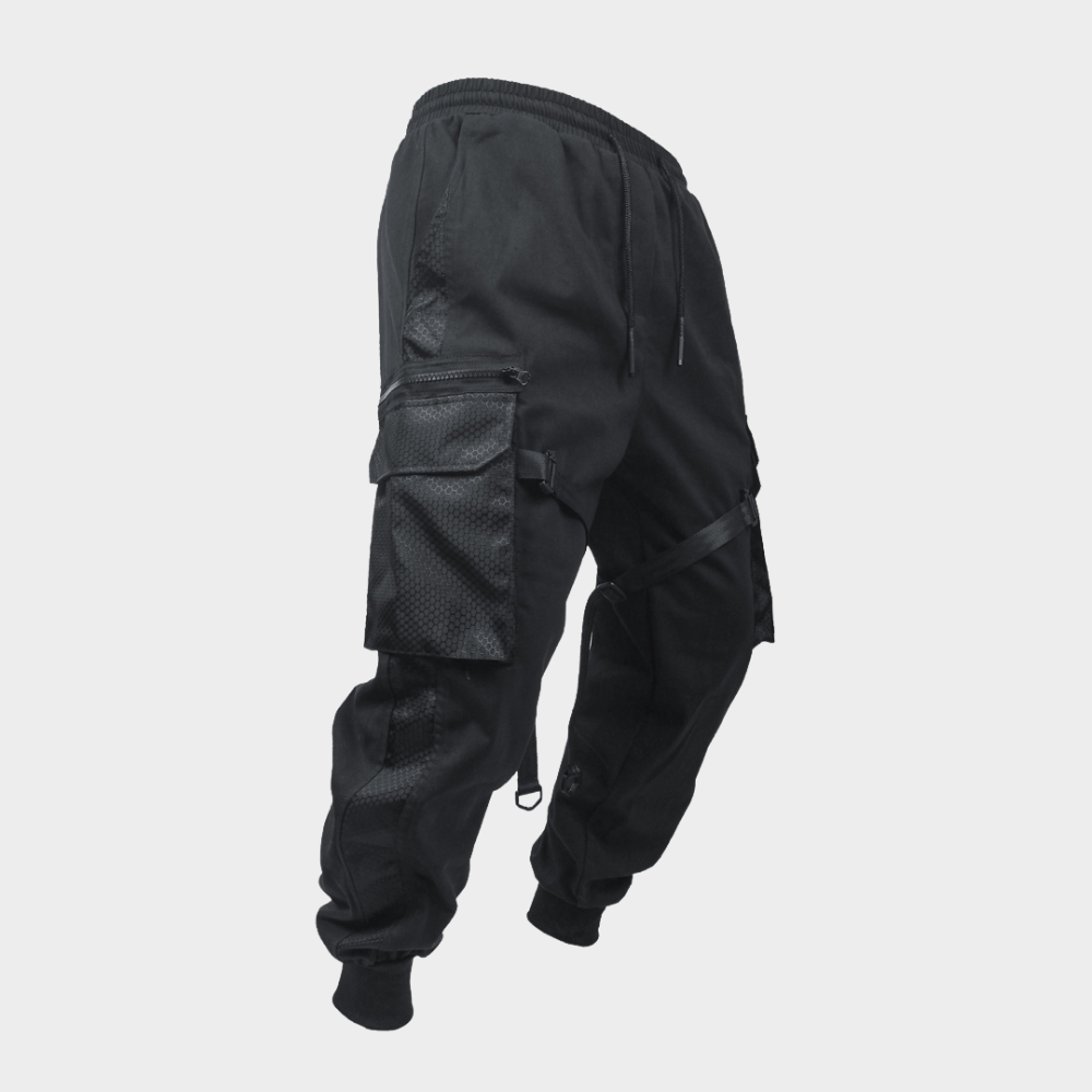 Schwarze Fallschirmjäger-Techwear-Hose